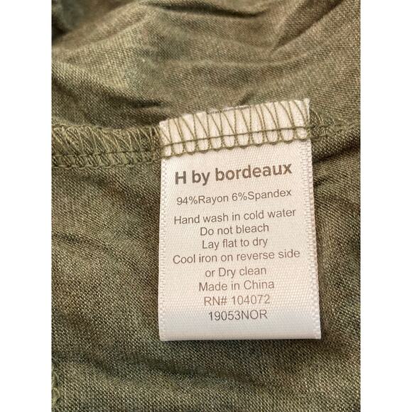 H by Bordeaux Drawstring Waist 3/4 Sleeve Top Sz Medium in Green Heather NWT - Picture 7 of 7